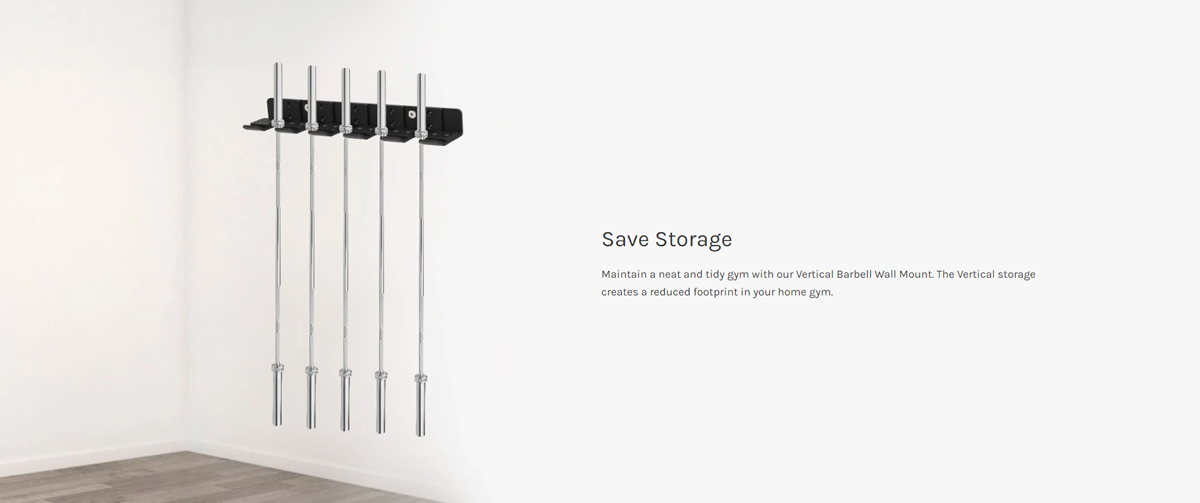 Vertical barbell storage for home gym organization